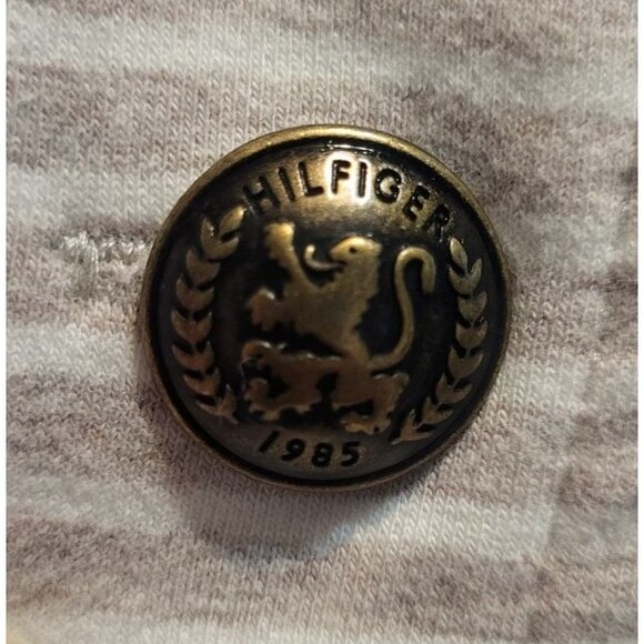 Tommy Hilfiger Tan Gray White Stripe Button Chest Jacket Size M - Picture 2 of 5